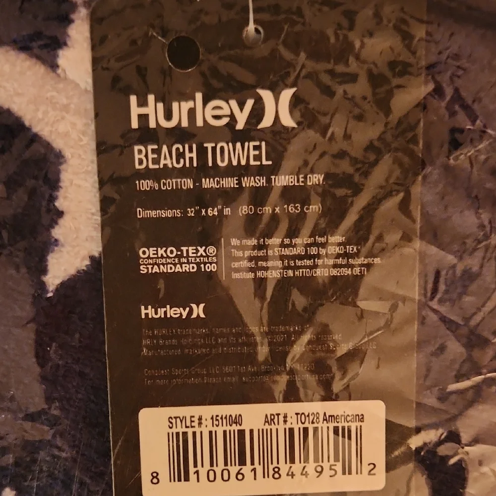 Hurley Vibrant Red and White Towel